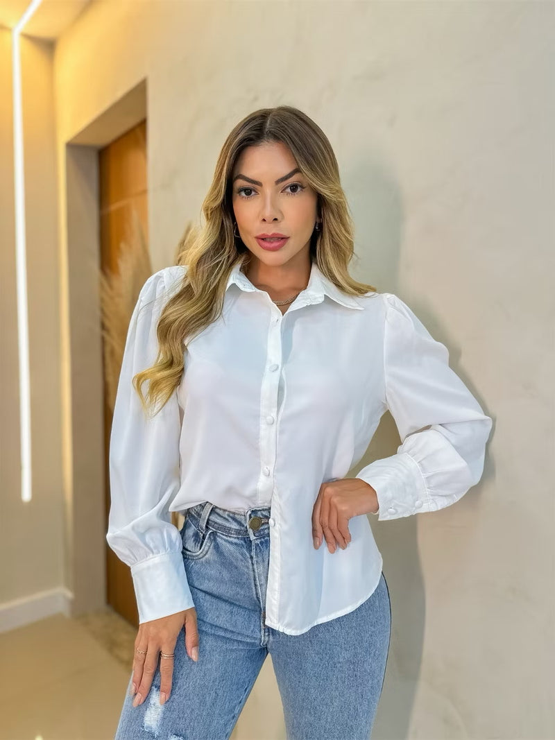Camisa Branca Social - Manga Longa - FRETE GRÁTIS