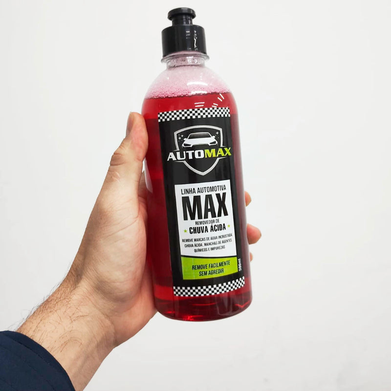 Removedor Chuva Ácida Tira Manchas Limpeza Parabrisa Automotivo Carro Automax 500ml Brilho Intenso
