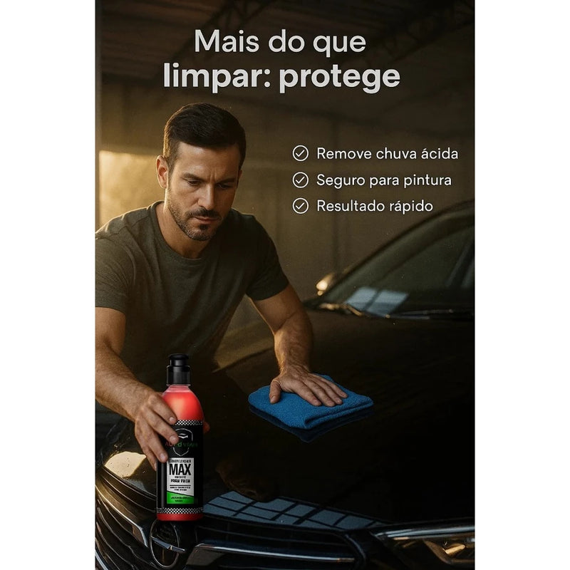 Removedor Chuva Ácida Tira Manchas Limpeza Parabrisa Automotivo Carro Automax 500ml Brilho Intenso