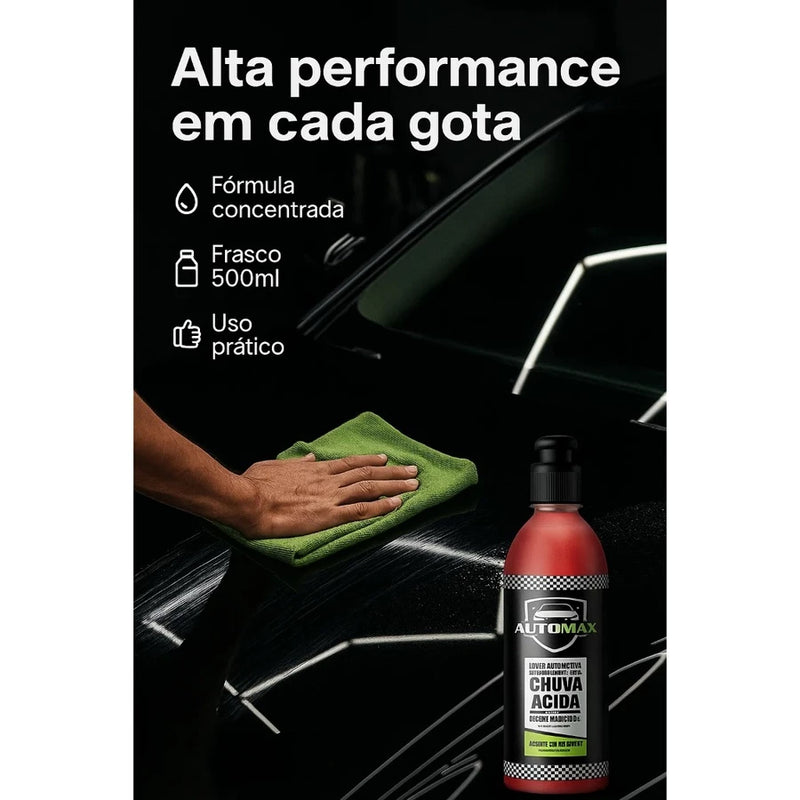 Removedor Chuva Ácida Tira Manchas Limpeza Parabrisa Automotivo Carro Automax 500ml Brilho Intenso